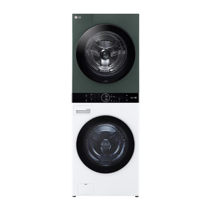 LG洗烘塔 13KG自动滚筒洗衣机+10KG热泵烘干机 蒸汽除菌 360°速净喷淋 FN231QH 墨绿+玉石白