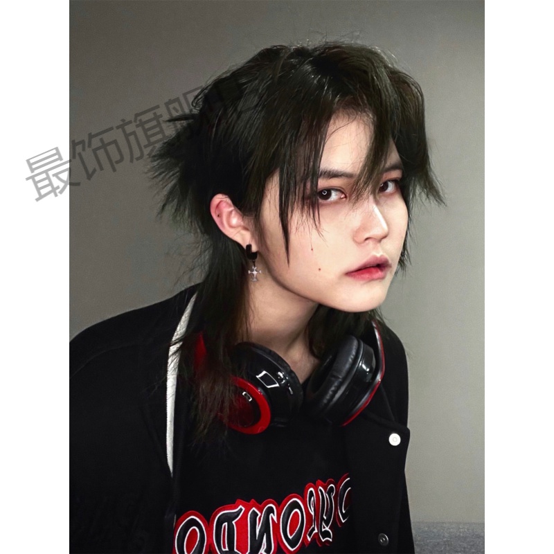 最饰网红武士头假发男女通用狼尾学生日常男士发型日系鲻鱼头整顶发套