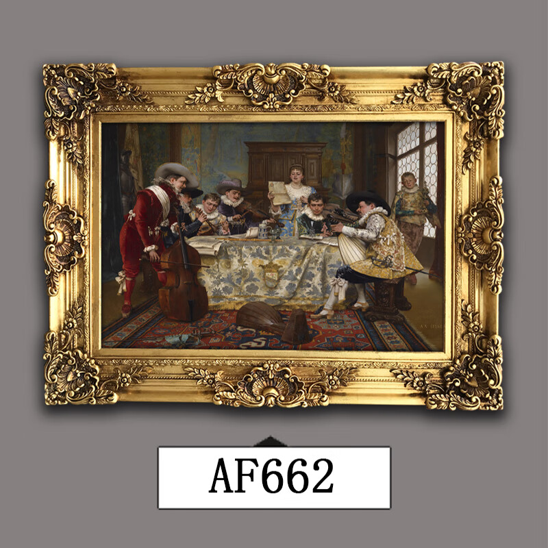 荣予复古法式欧式高端装饰画壁挂墙艺术软装雕花画框欧洲宫廷人物油画