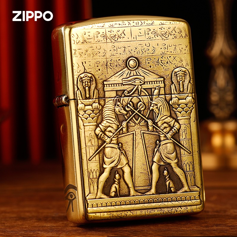 zippo打火机 黄铜浮雕埃及守护神 3d蚀刻法老守护神 盔甲加厚 美国之