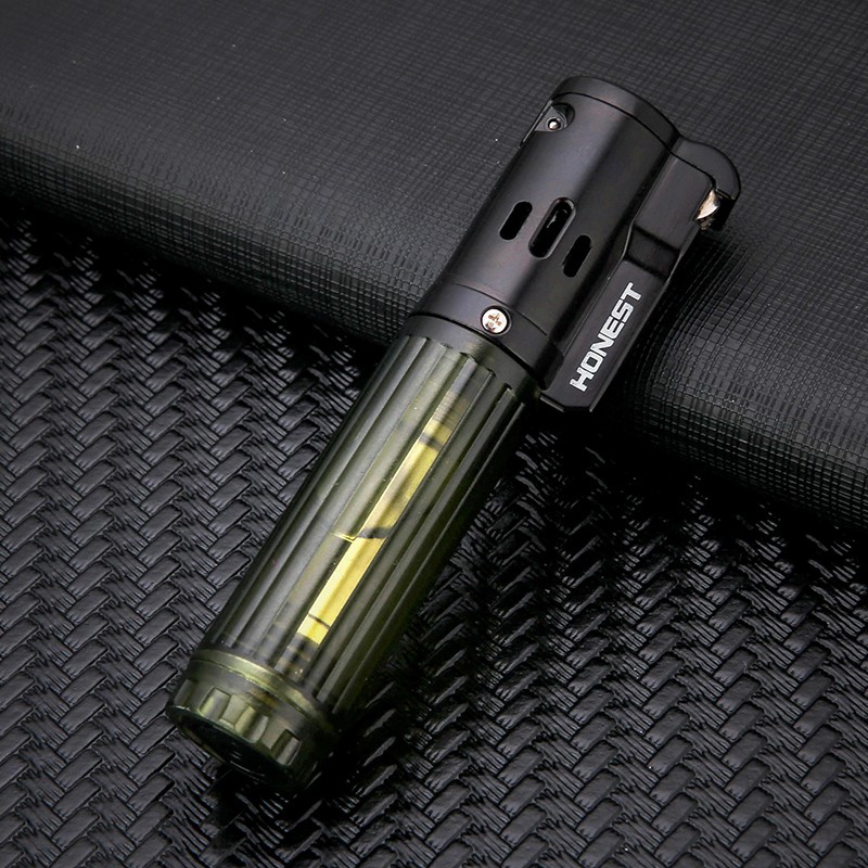 honest百诚充气打火机防风艾条点火机砂轮直冲蓝火焰气体男士创意点