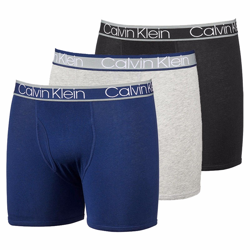 卡尔文·克莱恩 Calvin Klein CK男士四角裤棉质平角内裤套装三条装 1419261 蓝黑灰色组合 M