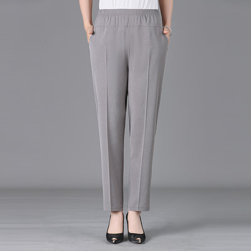 轩轾晴夏天穿的成人防蚊裤女裤子休闲百搭夏季薄款长裤宽松 灰色 xl