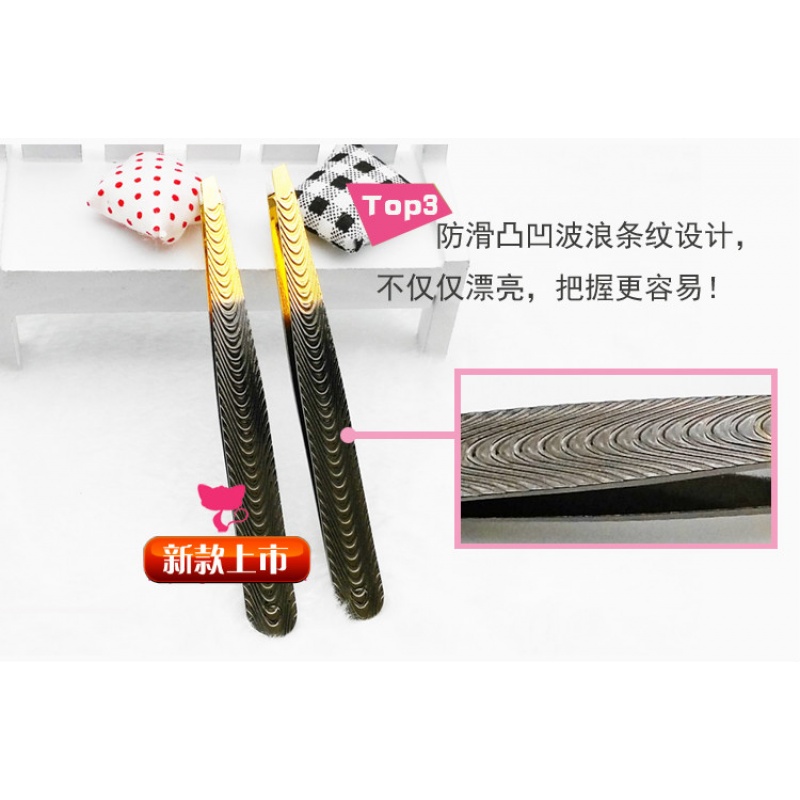 拔胡子白发夹镊子钳眉夹镊子拔毛钳眉钳斜口斜角眉刀不锈钢胡子夹子金色 黑色 一个装ka006 虎窝购