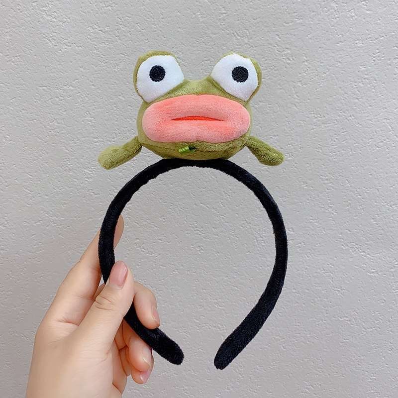 萌小动物发箍甜美洗脸搞怪发卡韩国网红外带头箍女 大嘴巴青蛙 豆沙绿