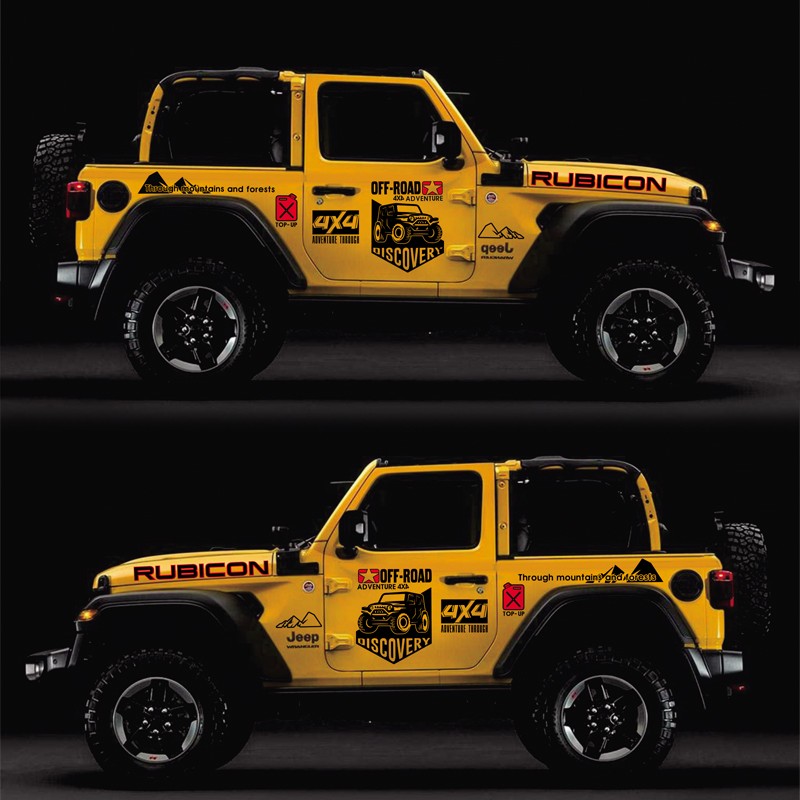 牧马人 rubicon改装汽车贴纸车门贴拉花个性越野贴4x4贴纸318 黑色