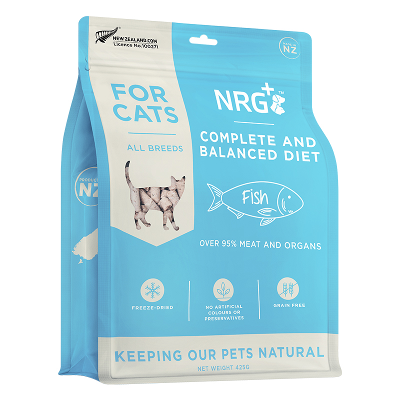 NRG+冻干猫粮 新西兰进口冻干主食猫粮幼猫成猫全价全阶段通用冻干生骨肉猫粮 鱼肉口味425g