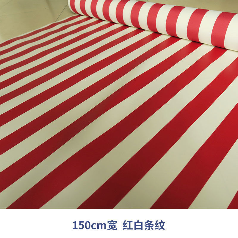 600d色织牛津布防水面料条纹厚款防雨布料篷布棚布料防雨绸 红白条