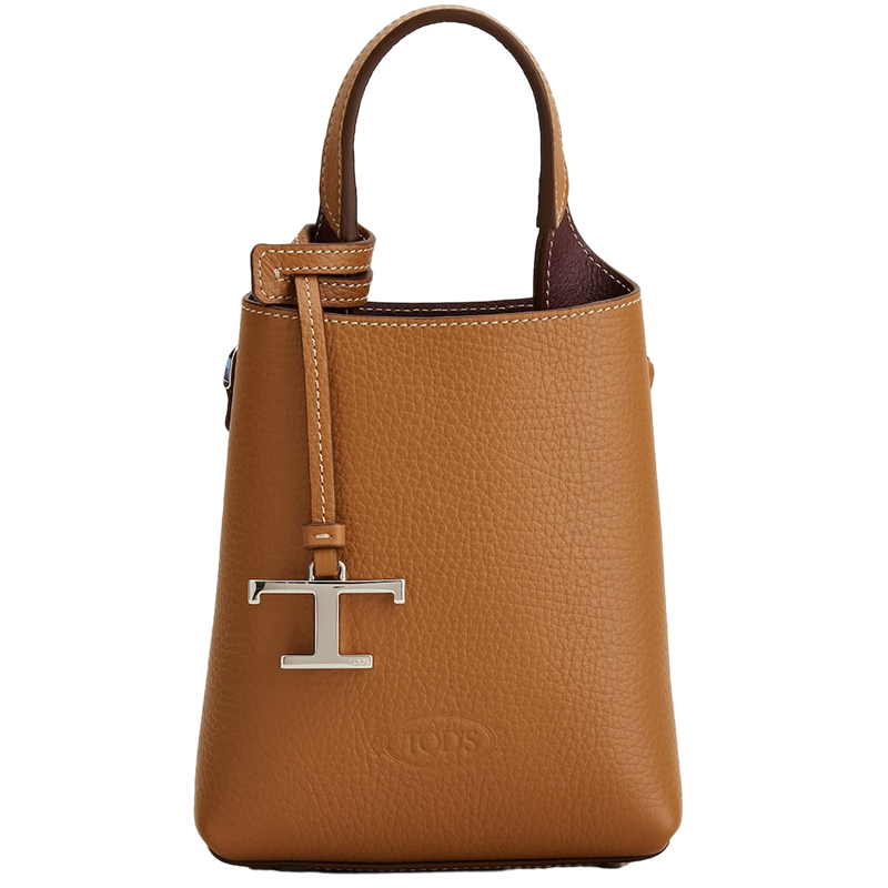 TOD’S官方女士TIMELESS迷你皮革手機(jī)包單肩包斜挎包女包 棕色