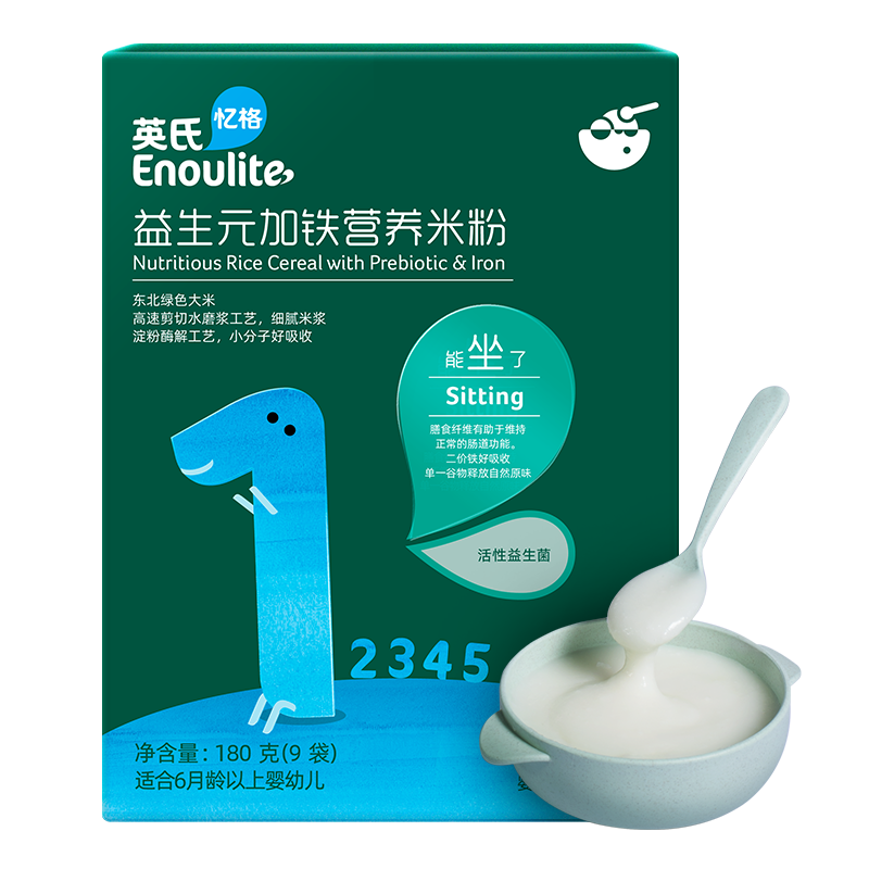 Enoulite 英氏 益生元加铁米粉 国产版 1段 180g