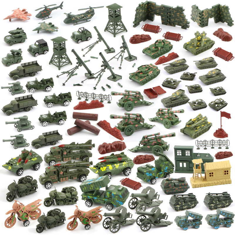 千惠侬儿童坦克军事战车战争打仗场景模型玩具培养指挥布置能力开发想象 5厘米小兵50个黄绿二色