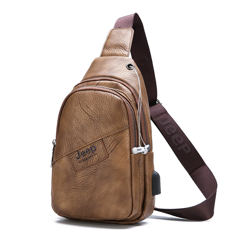 jeep男包usb充电户外男士单肩包休闲胸包男斜挎包旅行男士胸前包