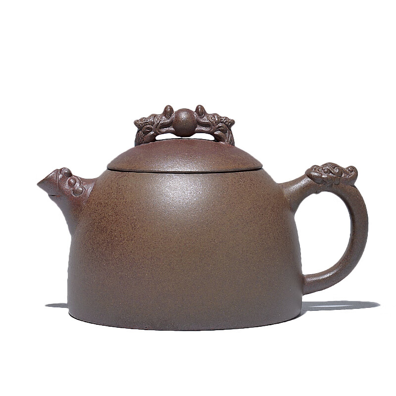 吉羊宜兴柴烧紫砂壶纯手工制茶壶功夫茶具 原矿翡翠金砂龙吟秦权200ml