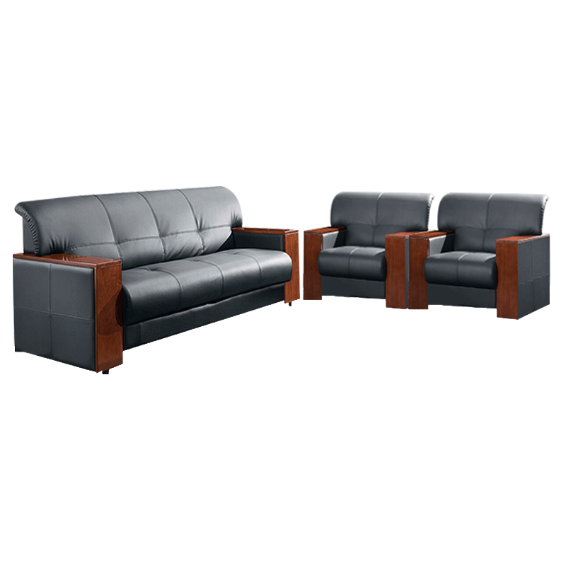 迪欧 DIOUS 简约现代 办公沙发 家用休闲沙发   DF6017 黑色 西皮 3+1+1组合款