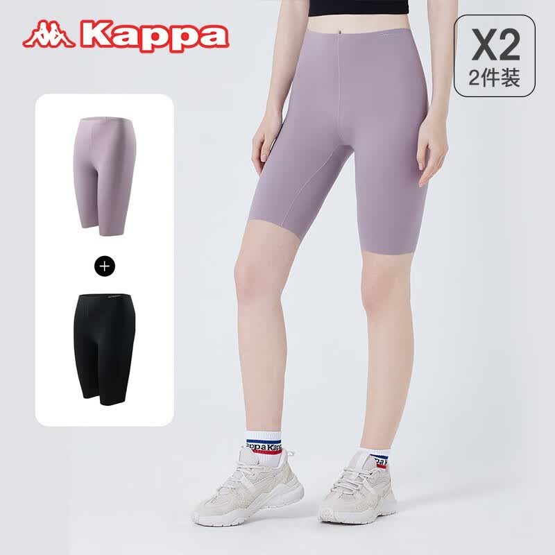KAPPA卡帕鲨鱼裤瑜伽打底裤2条装女夏季薄款高弹收腹健身运动五分裤女 黑色/灰紫色 均码怎么看?