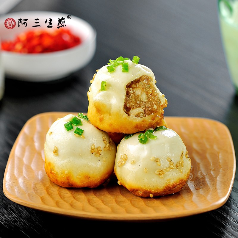 阿三生煎 小锅猪肉生煎516g/袋(12只) 上海名点 速食早餐 速冻半成品