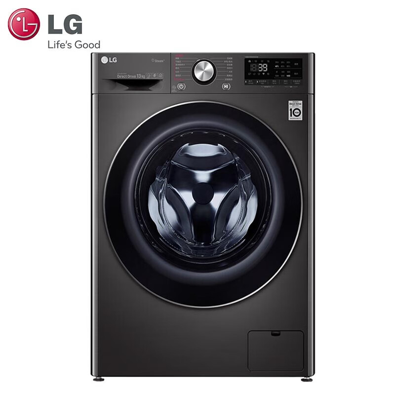 LG 13公斤DD直驱变频全自动大容量滚筒洗衣机 蒸汽除菌除螨 AI智能节能FG13BV4 360度速净喷淋