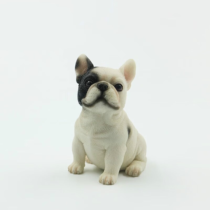 元族新款法国斗牛犬坐姿小法斗车内摆件法牛仿真动物狗模型 坐姿小