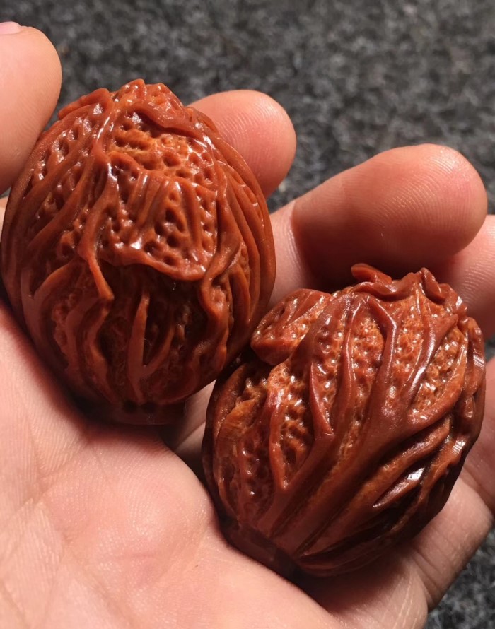 御漪 进口印尼橄榄核超大橄榄核手把件白菜 大橄榄核 超大橄榄核一对