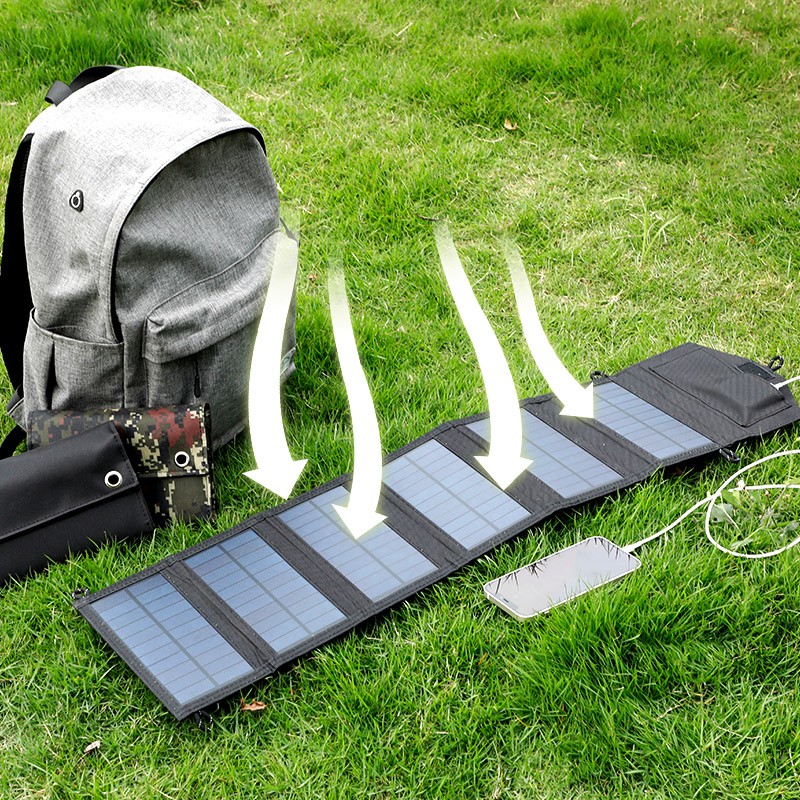 太阳能板30W便携式发电6折叠包宝野外应急快充电器电源板 黑色