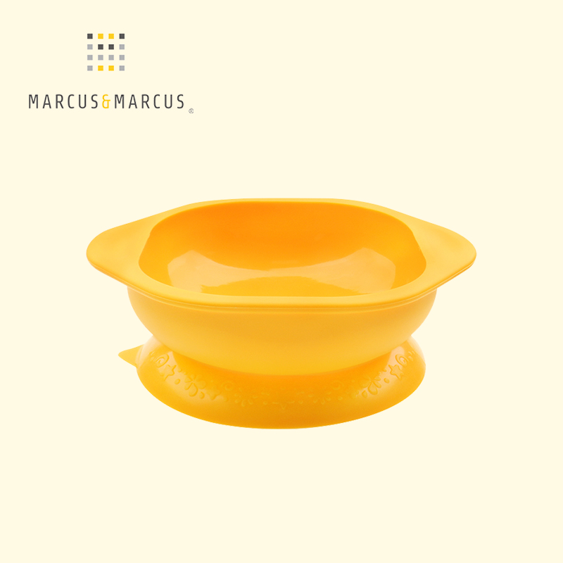 MARCUS&MARCUS marcus兒童輔食碗 硅膠吸盤碗 湯碗防滑抗摔嬰兒寶寶餐具 黃色