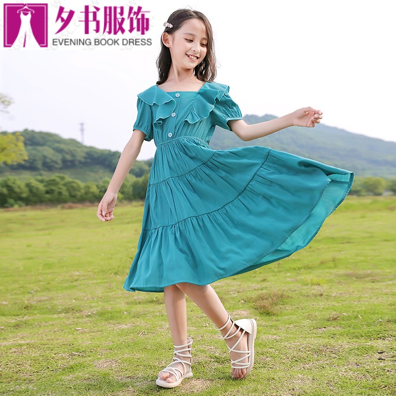 女童连衣裙夏装2021洋气新款女大童夏季儿童短袖公主裙小女孩裙子女孩