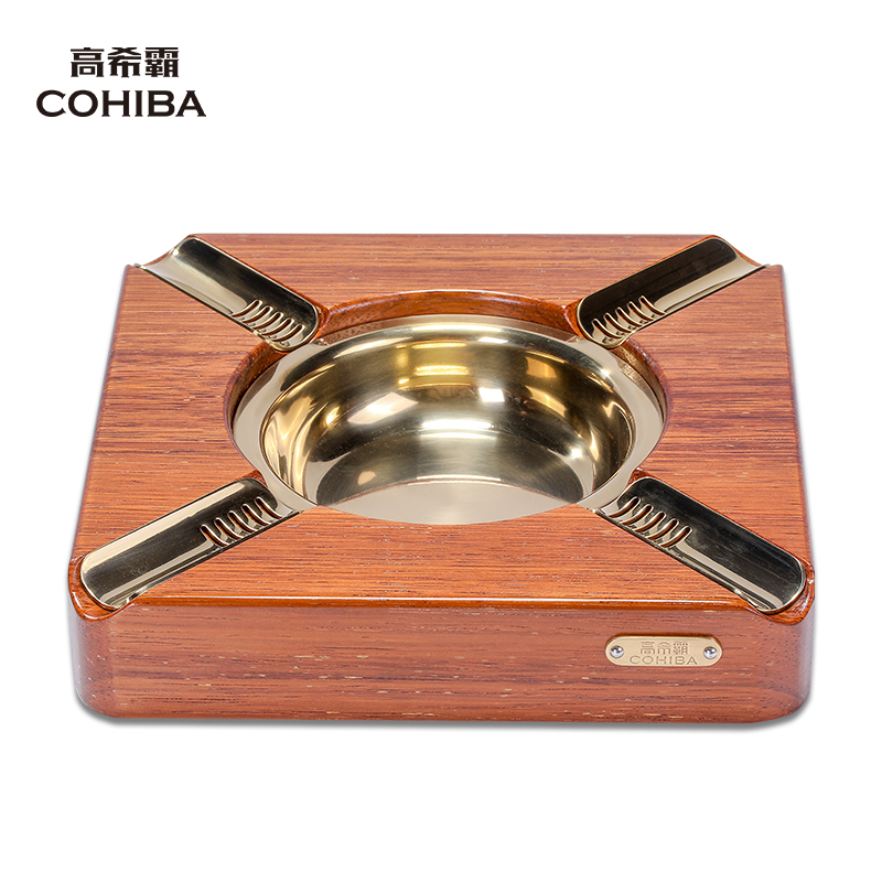 高希霸雪茄烟灰缸印茄木四槽办公室客厅用大口径烟灰缸 高希霸雪茄专用烟灰缸