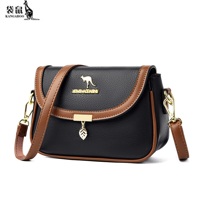 袋鼠(kangaroo)轻奢品牌眞皮包包女新款时尚软皮斜挎包简约大容量单肩