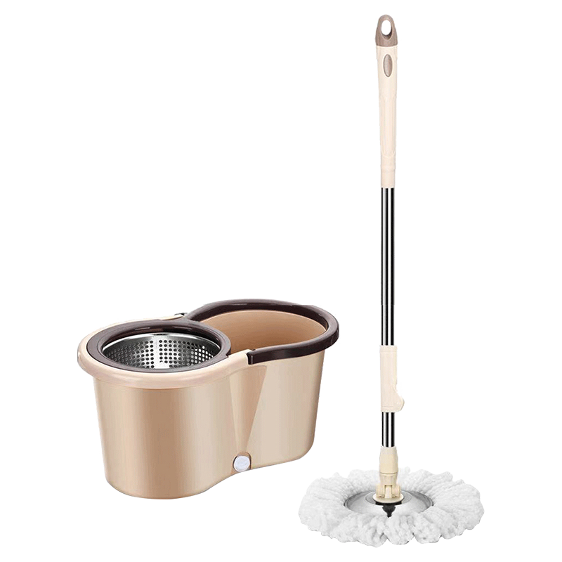 旋转拖把桶免手洗拖布桶懒人墩布好神拖手压式自甩水地拖墩布 拖把桶+加强杆+钢篮+钢盘+2个拖头