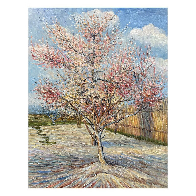 艺幻桃花树手绘油画抽象大树波普风装饰画客厅挂画玄关立体丙烯肌理画