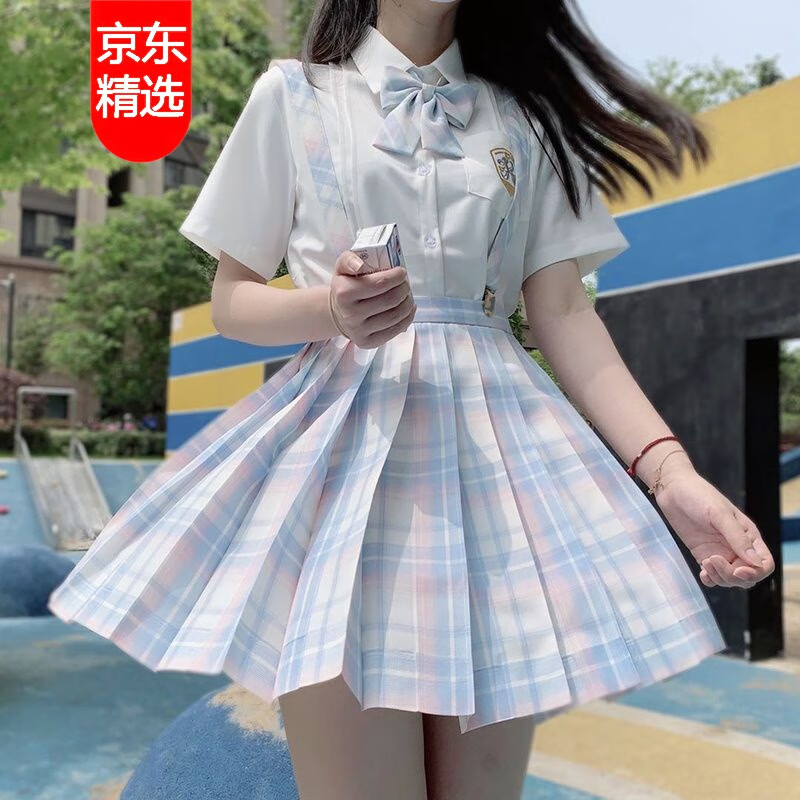 格裙百褶裙子女日系学院派校服短裙jk格裙套装夏装半身裙 少女心事 s