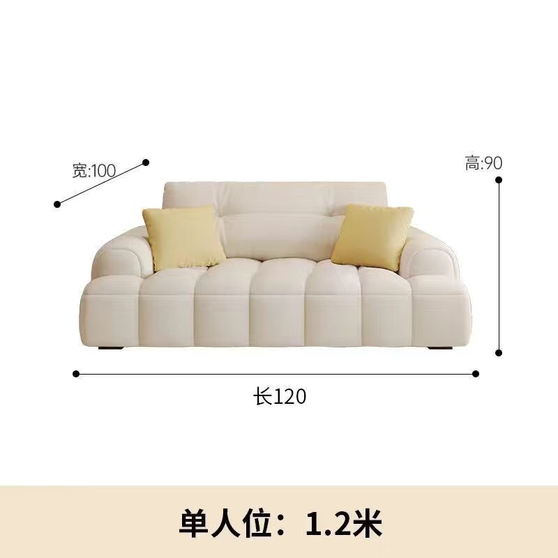全品屋奶油風(fēng)泡芙新款沙發(fā)客廳貓爪皮大小戶(hù)型出租屋雙人臥室布藝沙發(fā) 進(jìn)口牛奶絨+(海棉款) 顏色聯(lián)系客 1.2m 單人位()