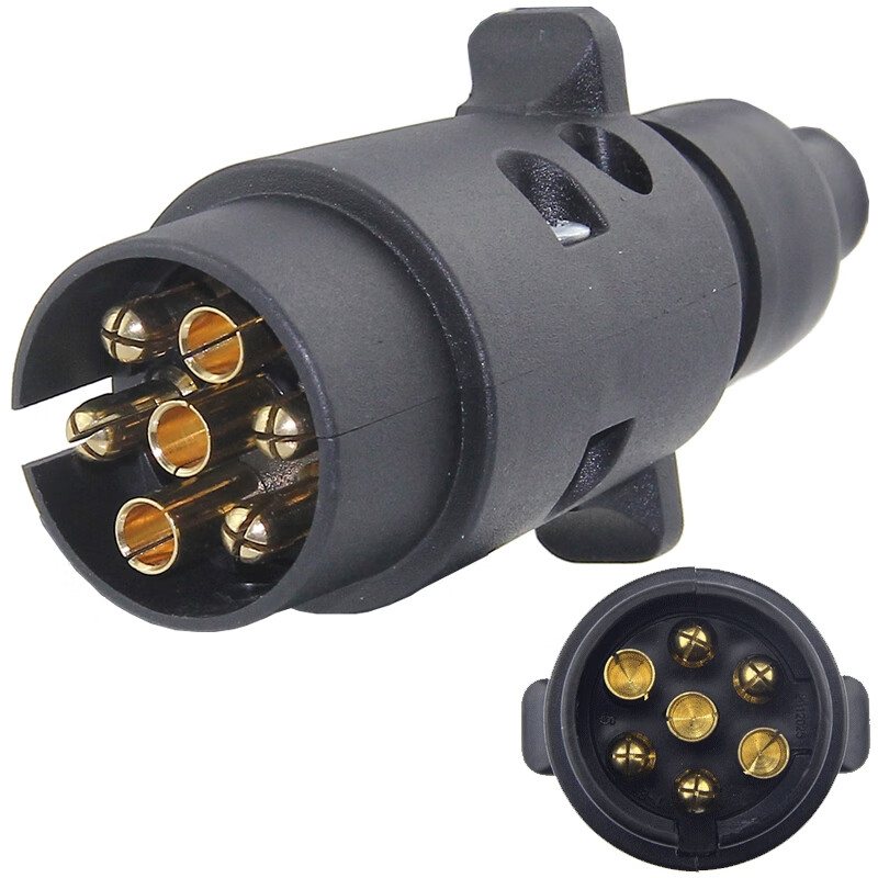 山头林村欧规七芯拖车电源插头插座 欧式7针牵引拖车皮卡房车rv转接