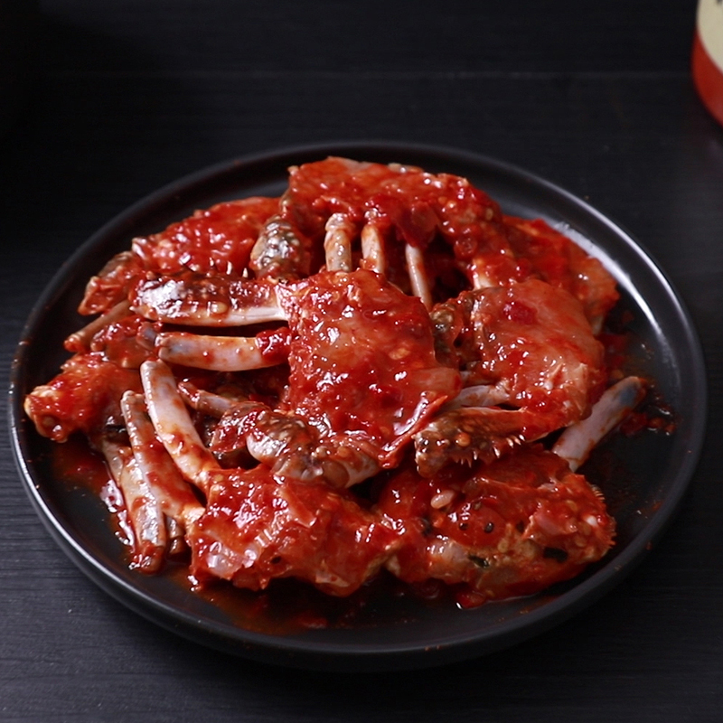 酱蟹香辣韩国辣酱生蟹腌制梭子蟹海鲜即食呛蟹生拌花蟹韩式酱螃蟹