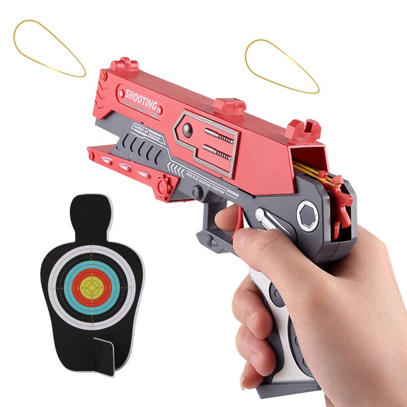KIDNOAM 儿童玩具对战手枪吃鸡8连发皮筋枪可发射橡皮筋男孩玩具射击游戏 红色+皮筋70条