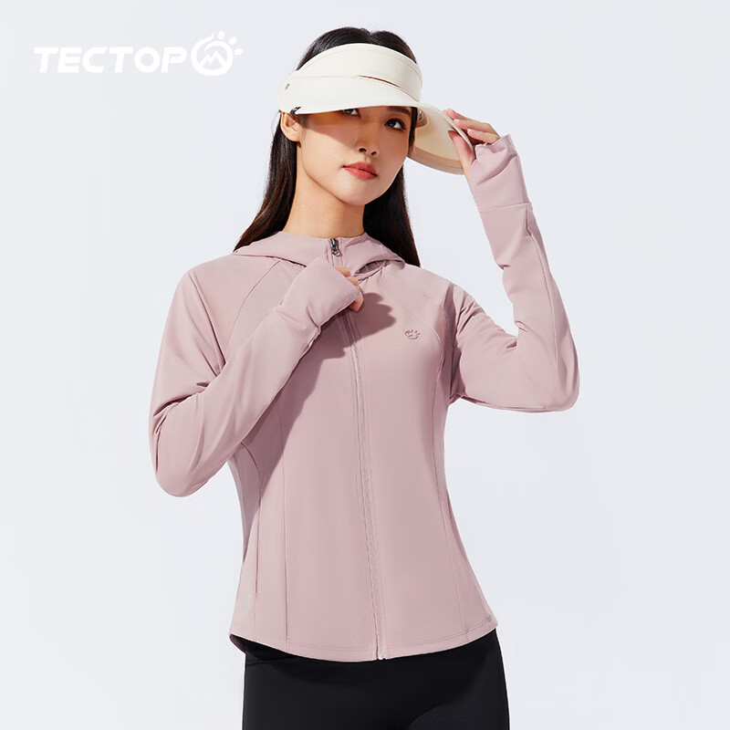 探拓(TECTOP)户外冰丝防晒衣女春夏透气冰感防紫外线UPF200+皮肤衣轻薄防晒服 皮粉色 S