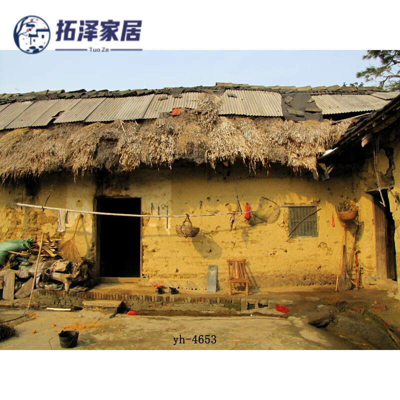 繁悦农村老房子背景布 3d主播直播间装饰背景布网红抖音拍视频农村风