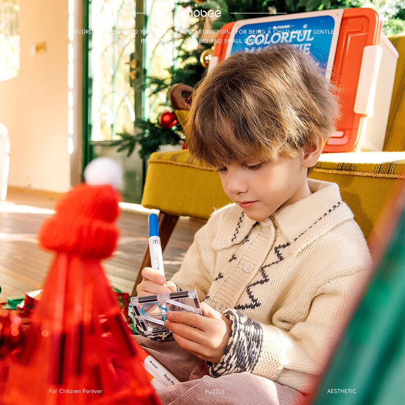 mobee儿童磁力片3-6岁男女孩生日礼物7-14岁磁铁拼装早教益智玩具马年 圣诞小镇磁力片-186套装 节日礼物 强劲磁吸 大面积防误吞