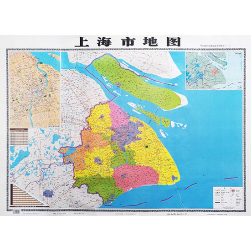 219全新版上海市地图中国世界地图办公装饰墙贴挂画交通旅游地图 上海