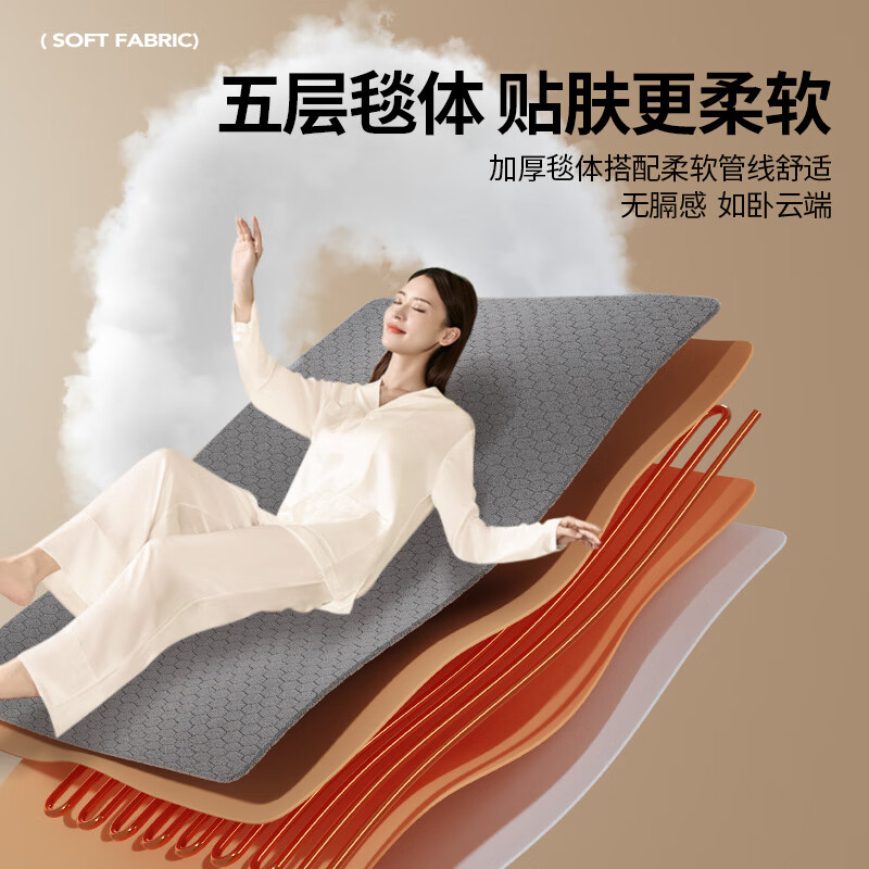 LMENG绿萌【智能断电】电热毯1.8x2米电褥子单双人自动断电双控 双控温-厚毛绒 180*150适1.8m床 安全可水洗-柔软舒适