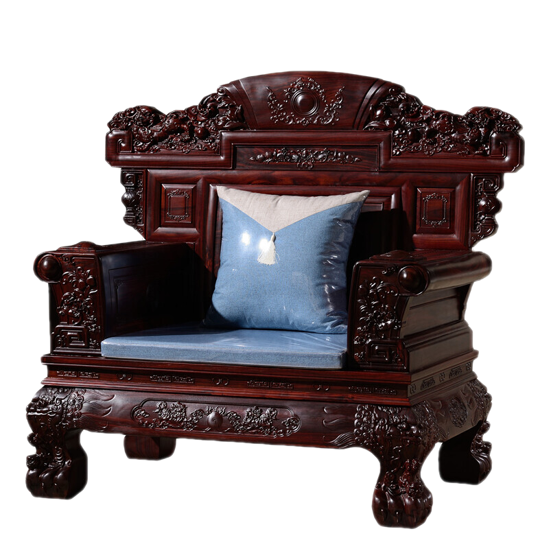 品木客 红木家具 印尼黑酸枝(学名:阔叶黄檀)实木家具大款沙发中式客厅明清古典大户型雕花沙发组合套装 沙发113七件套(大款) 默认1