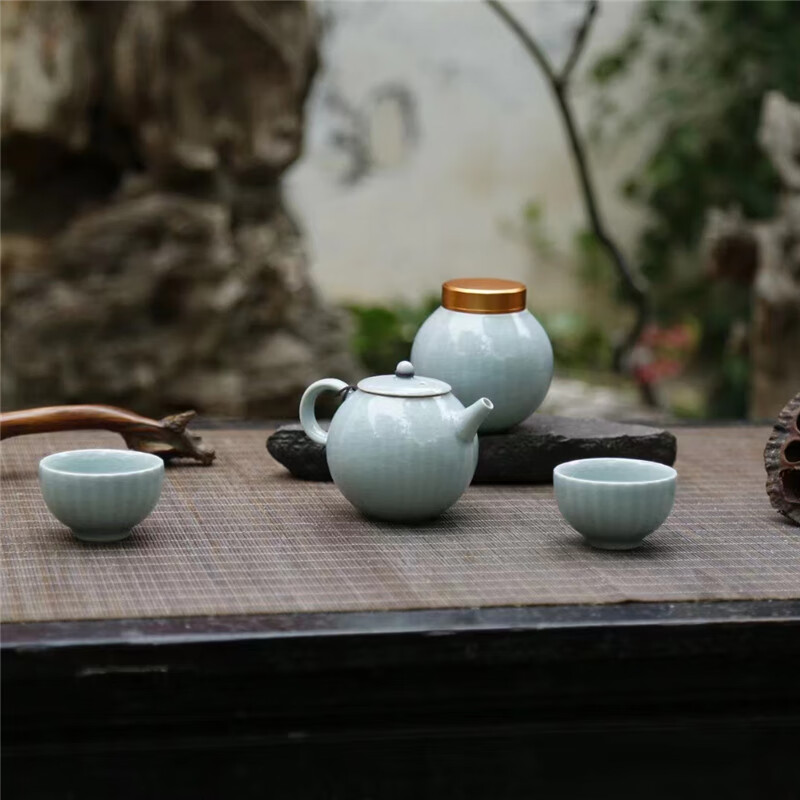 杨聚斌窑汝窑主人杯单杯开片可养高档功夫茶具茶杯粉青色汝瓷茶具 粉