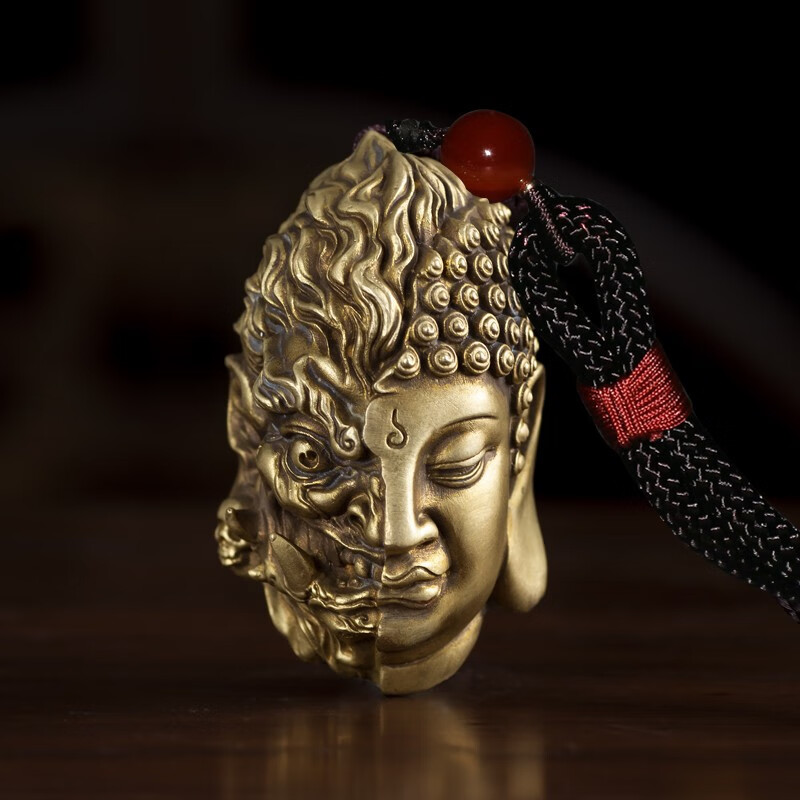 铜艺世家全铜佛魔一念之间手把件随身掌中盘玩佛头男士高档解压饰品