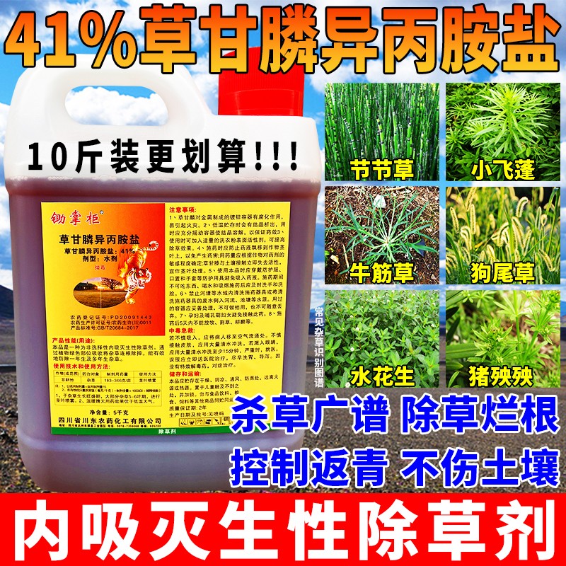 锄掌柜41%草甘膦异丙胺盐除草剂果园牛筋草节节草芦苇除草烂根农达