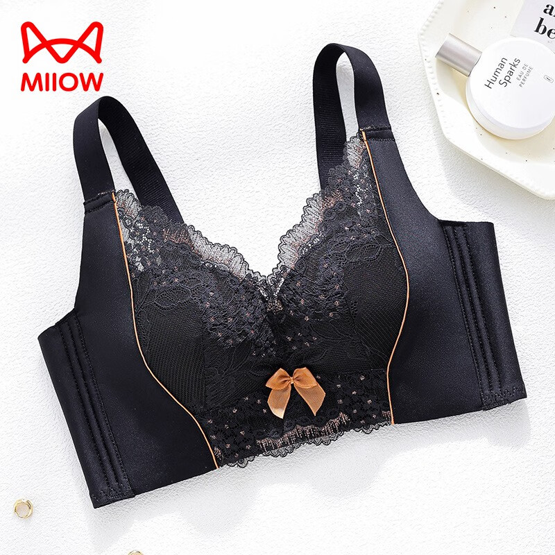 小胸显大聚拢不空杯内衣调整型内衣防下垂收副乳提拉 黑色 32/70ab