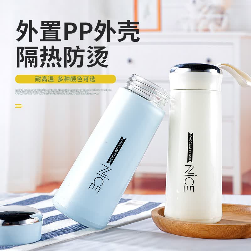 熊潘黛 马卡龙ins风玻璃水杯 400ml双层奈斯杯学生便携水杯随手玻璃杯 1个-随机色怎么看?