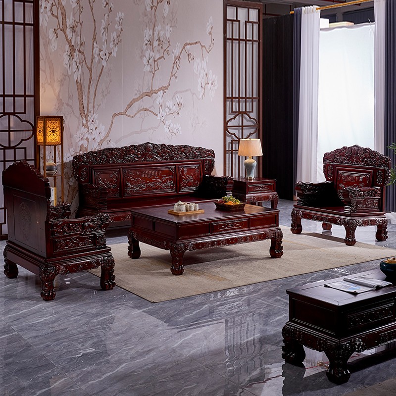 唐弓 实木沙发 中式实木沙发组合全实木客厅沙发木质沙发客厅家具