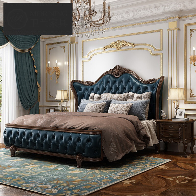 天颛小米石美式实木床主卧室双人1.8米大床欧式婚床复古家具1.5米床实 单床美式实木床/东南亚进口胡桃 其他  支架结构