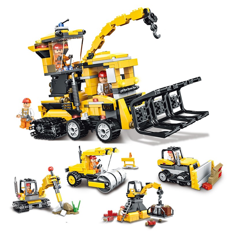 开立方兼容乐高4合1工程车2803小颗粒积木玩具 男孩女孩儿童拼装拼插