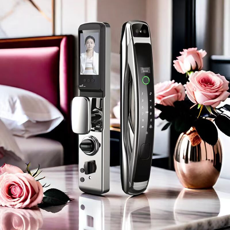 艾珞克冰川13号智能锁指纹密码电子锁人脸识别远程监控远程开锁手机APP 黑色 410*75*65